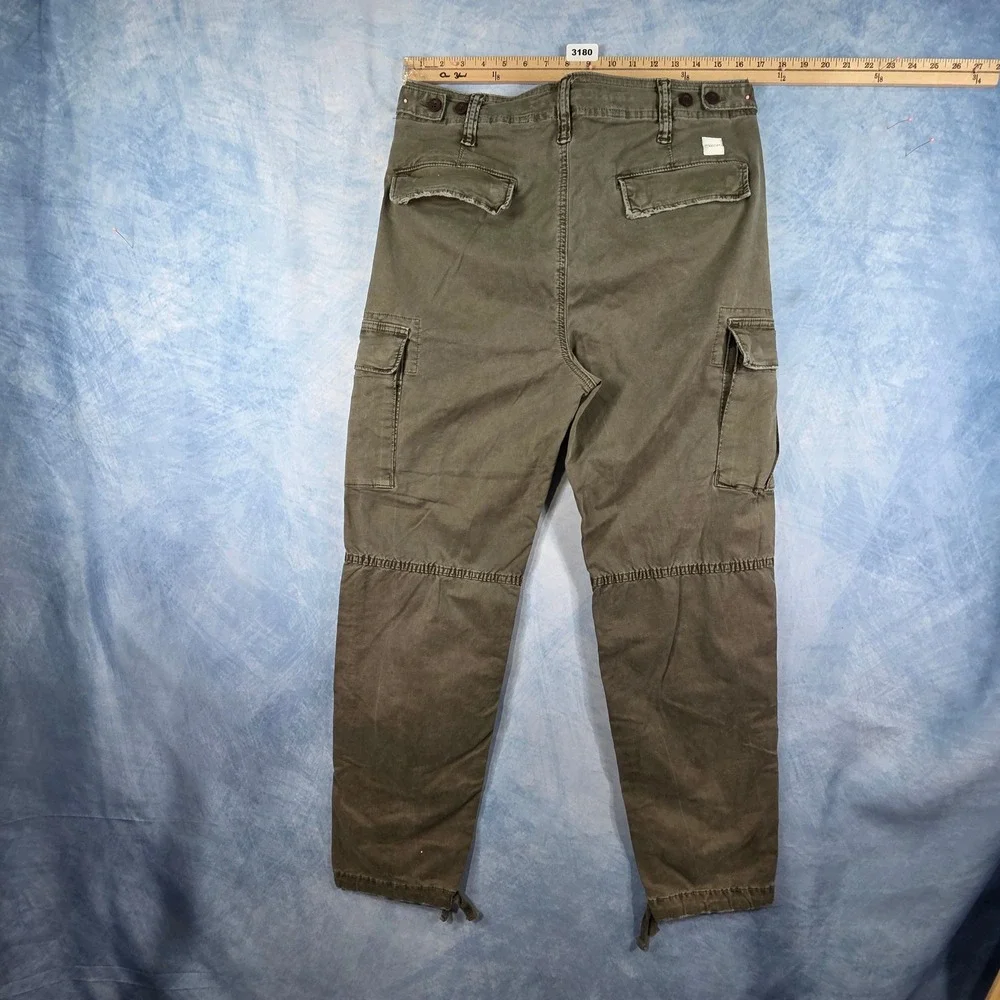 American Eagle Flex Cargo Pants Mens 32x32 Olive Green Tapered Ankle Tie Utility